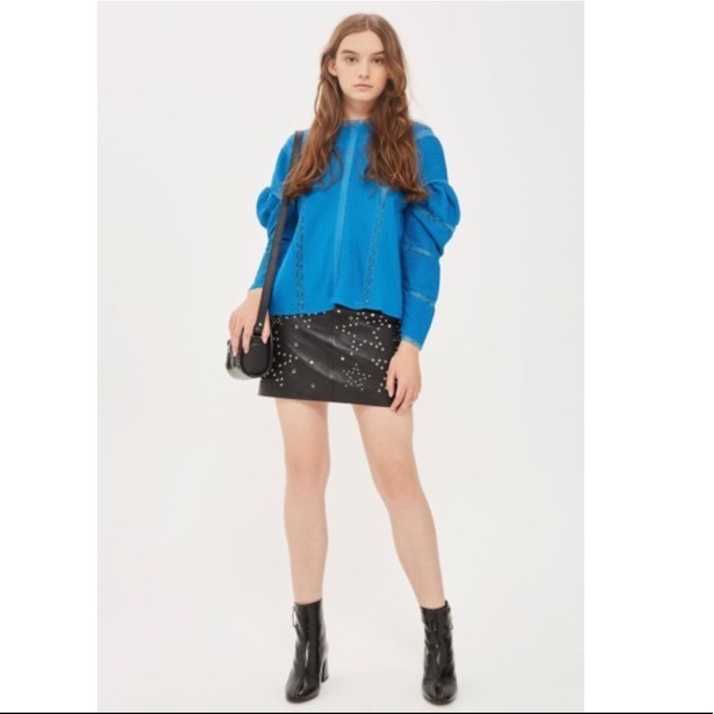 NWT Topshop Statement Sleeve Pintuck Blouse